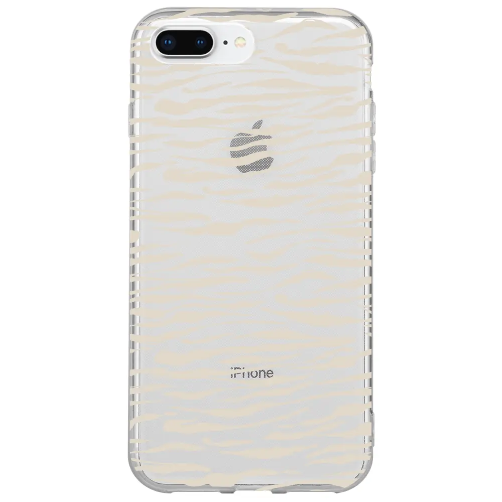 Apple iPhone 8 Plus Şeffaf Telefon Kılıfı - Zebra Sepya