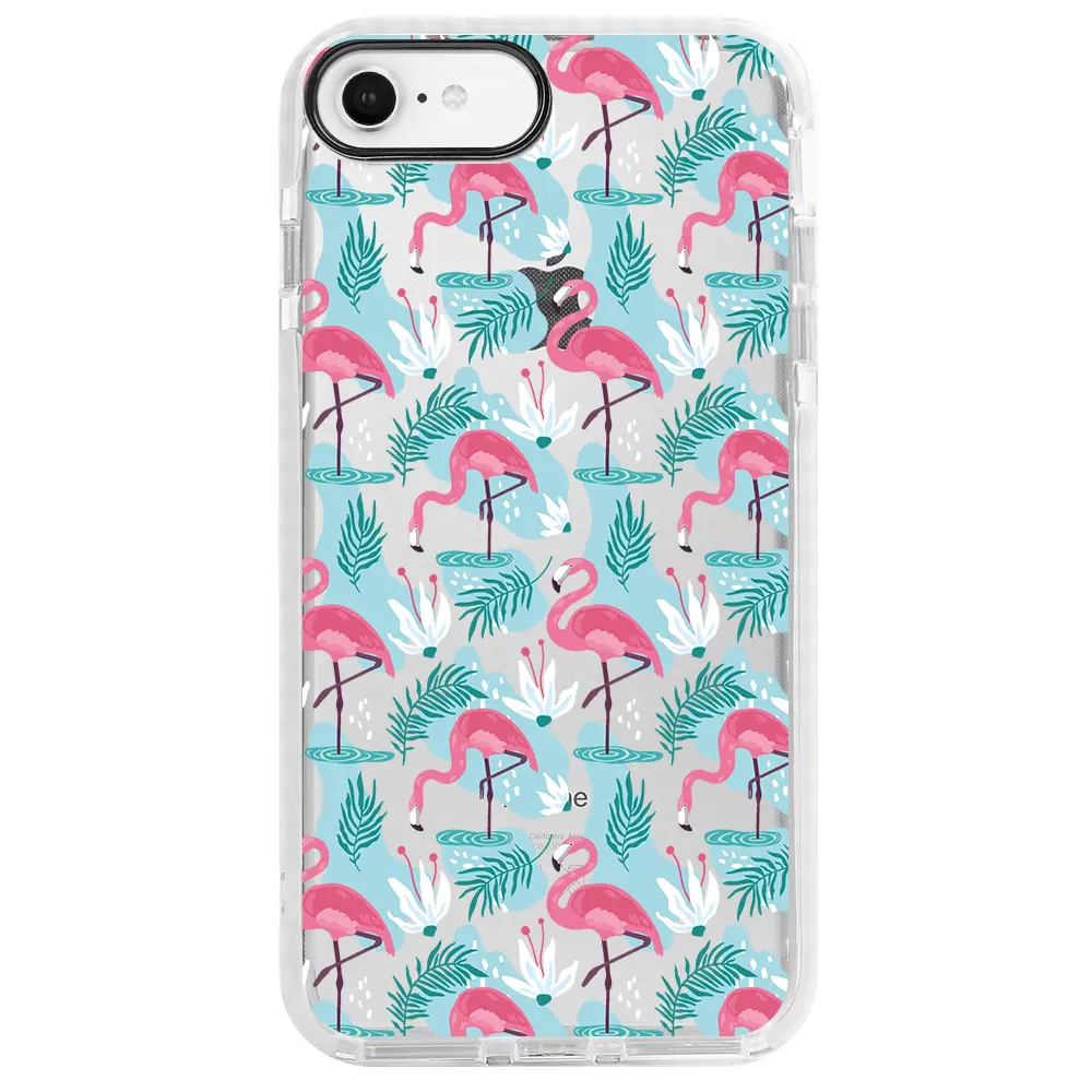 Apple iPhone SE 2020 Beyaz Impact Premium Telefon Kılıfı - Cold Flamingo