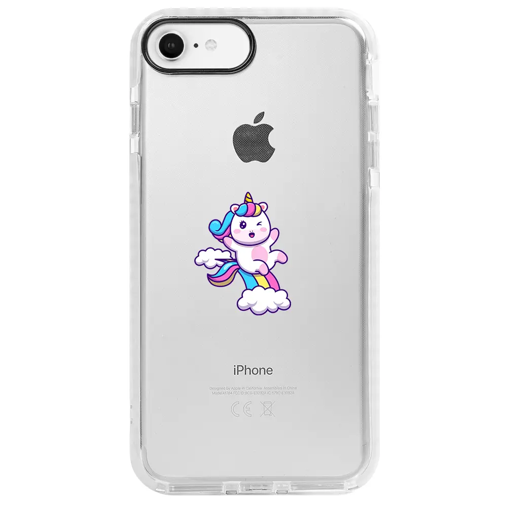 Apple iPhone SE 2020 Beyaz Impact Premium Telefon Kılıfı - Colorful Unicorn