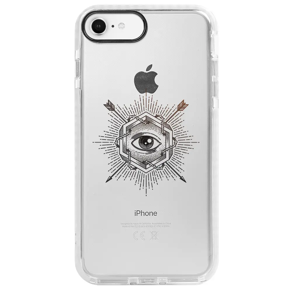 Apple iPhone SE 2020 Beyaz Impact Premium Telefon Kılıfı - Dikenli Sarmaşık Göz