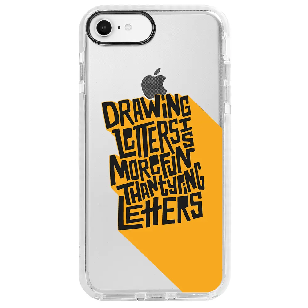 Apple iPhone SE 2020 Beyaz Impact Premium Telefon Kılıfı - Drawing Letters