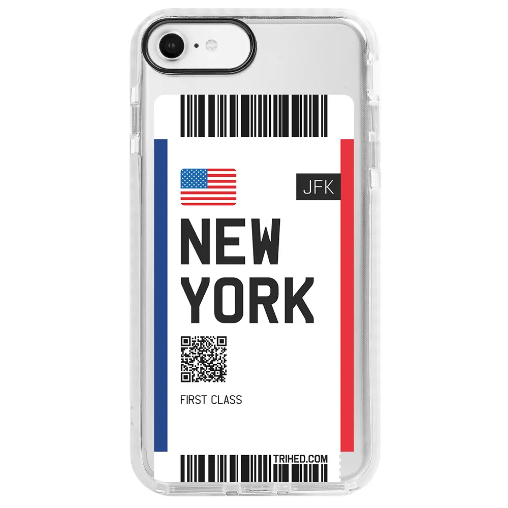 Apple iPhone SE 2020 Beyaz Impact Premium Telefon Kılıfı - New York Bileti