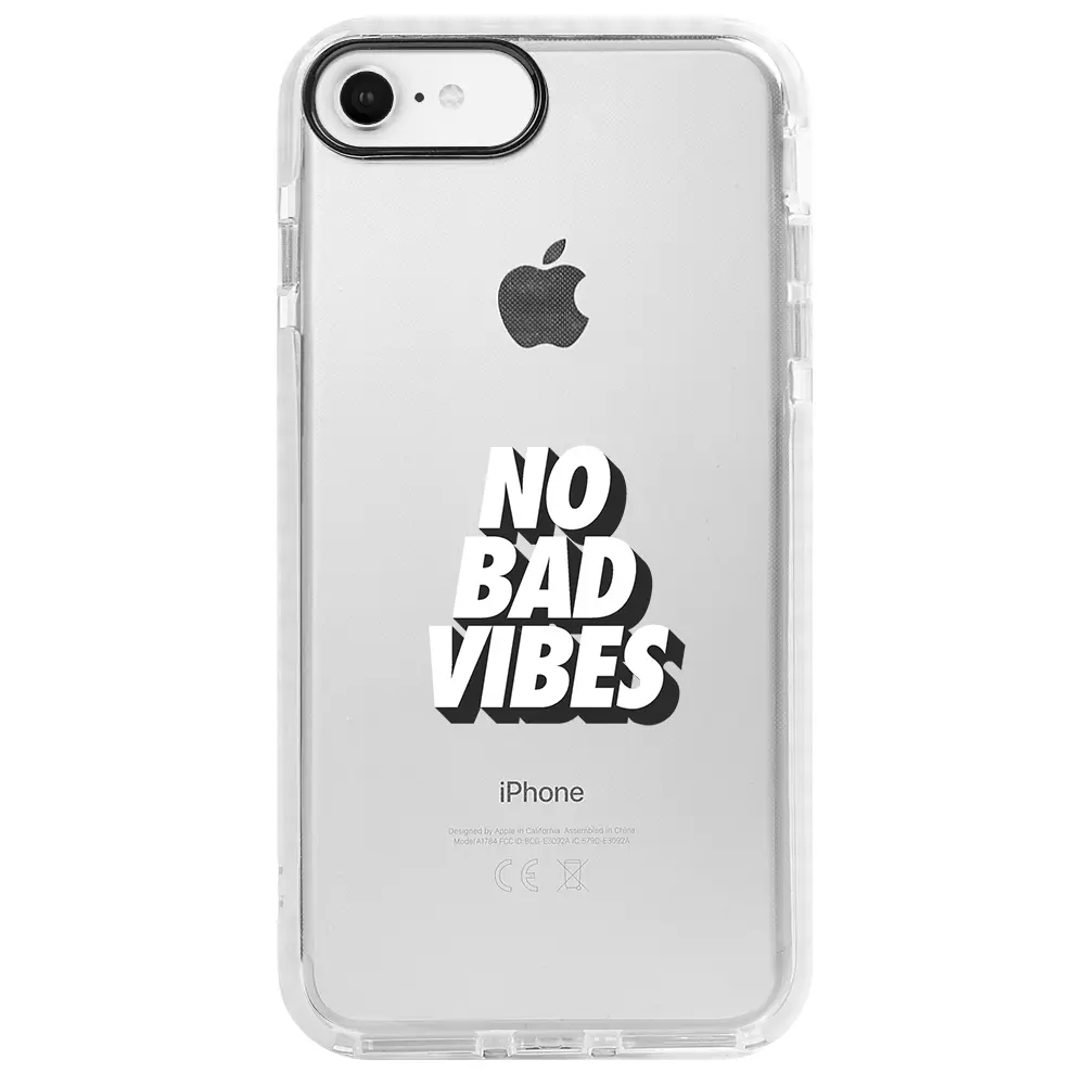 Apple iPhone SE 2020 Beyaz Impact Premium Telefon Kılıfı - No Bad Vibes