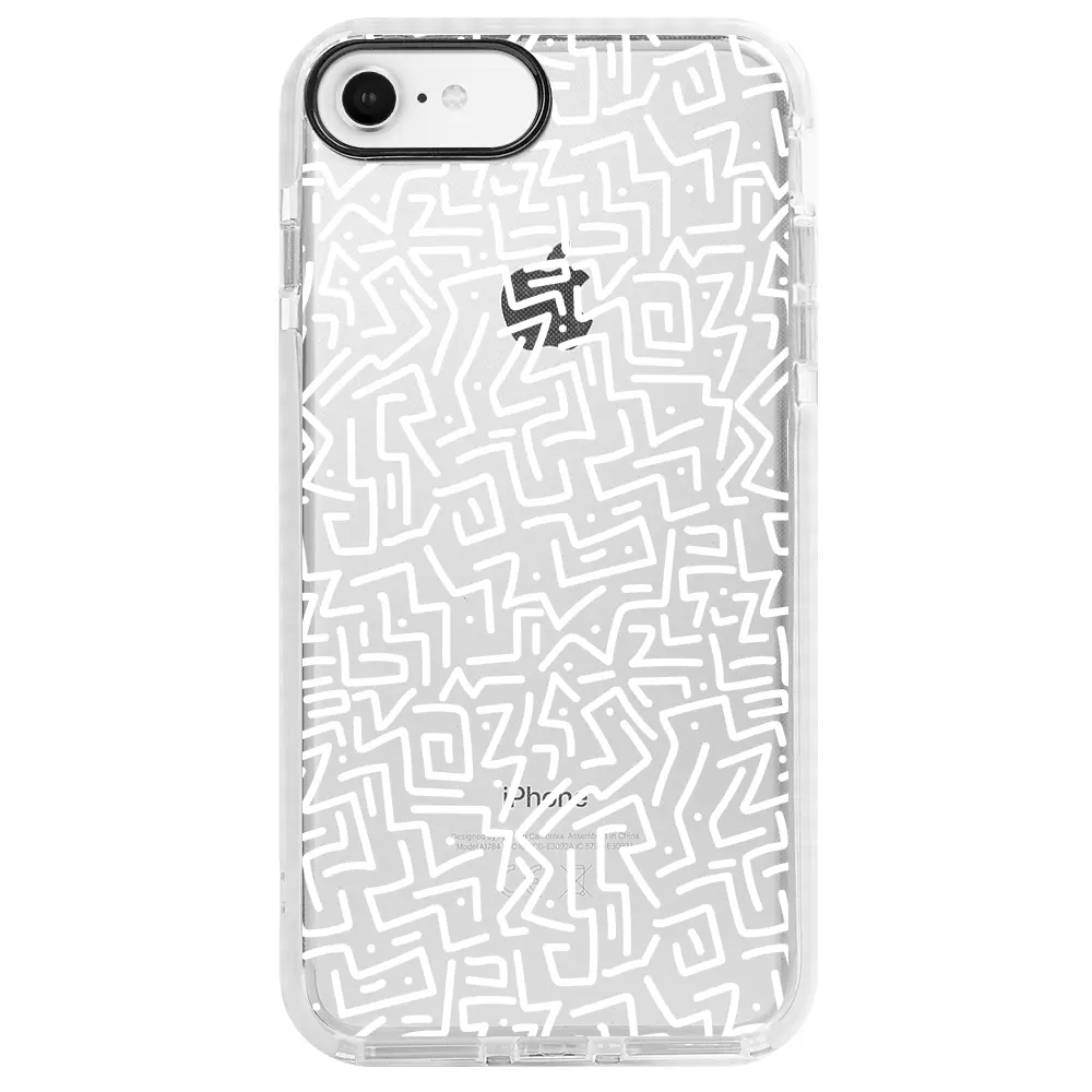Apple iPhone SE 2020 Beyaz Impact Premium Telefon Kılıfı - Sweet Doodle White