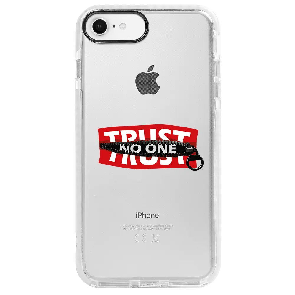 Apple iPhone SE 2020 Beyaz Impact Premium Telefon Kılıfı - Trust No One