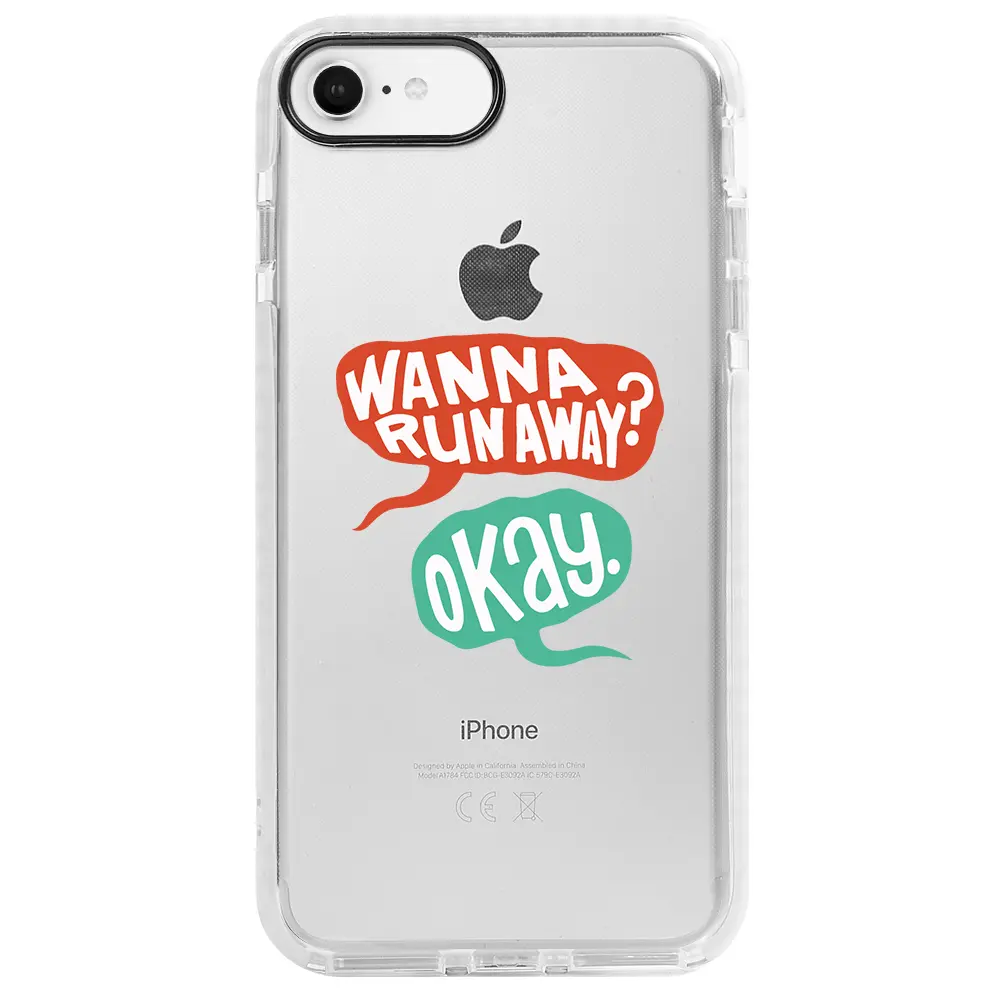 Apple iPhone SE 2020 Beyaz Impact Premium Telefon Kılıfı - Wanna Run Away?