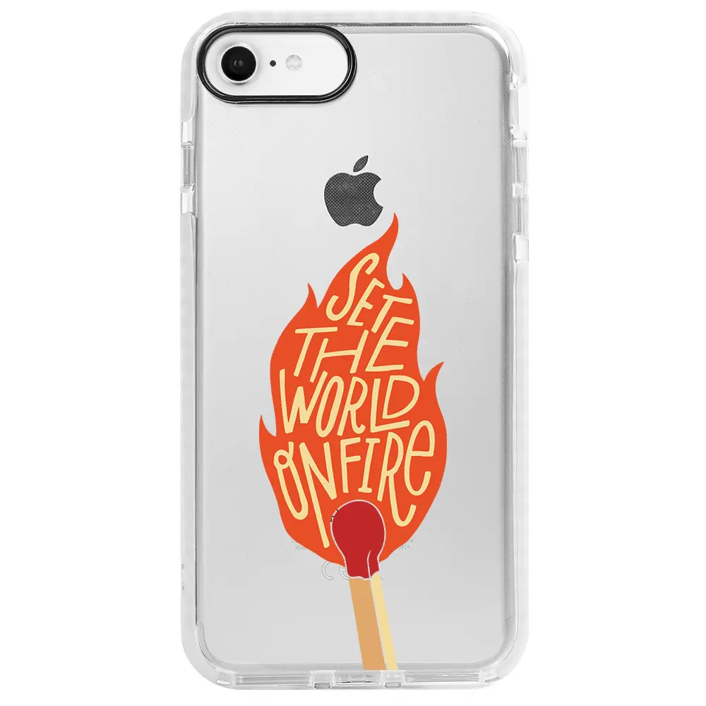 Apple iPhone SE 2020 Beyaz Impact Premium Telefon Kılıfı - World on Fire