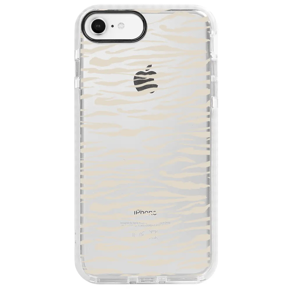 Apple iPhone SE 2020 Beyaz Impact Premium Telefon Kılıfı - Zebra Sepya