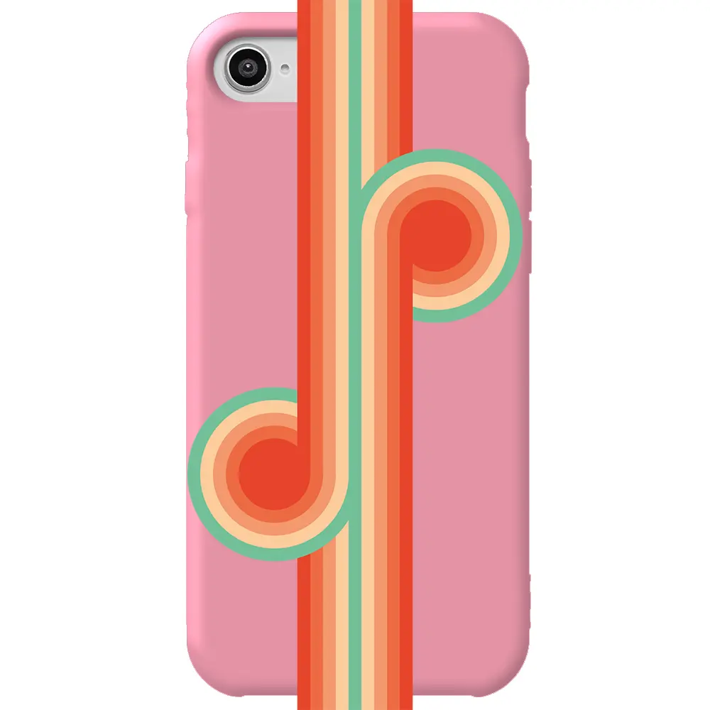 Apple iPhone SE 2020 Pembe Renkli Silikon Telefon Kılıfı - 70's