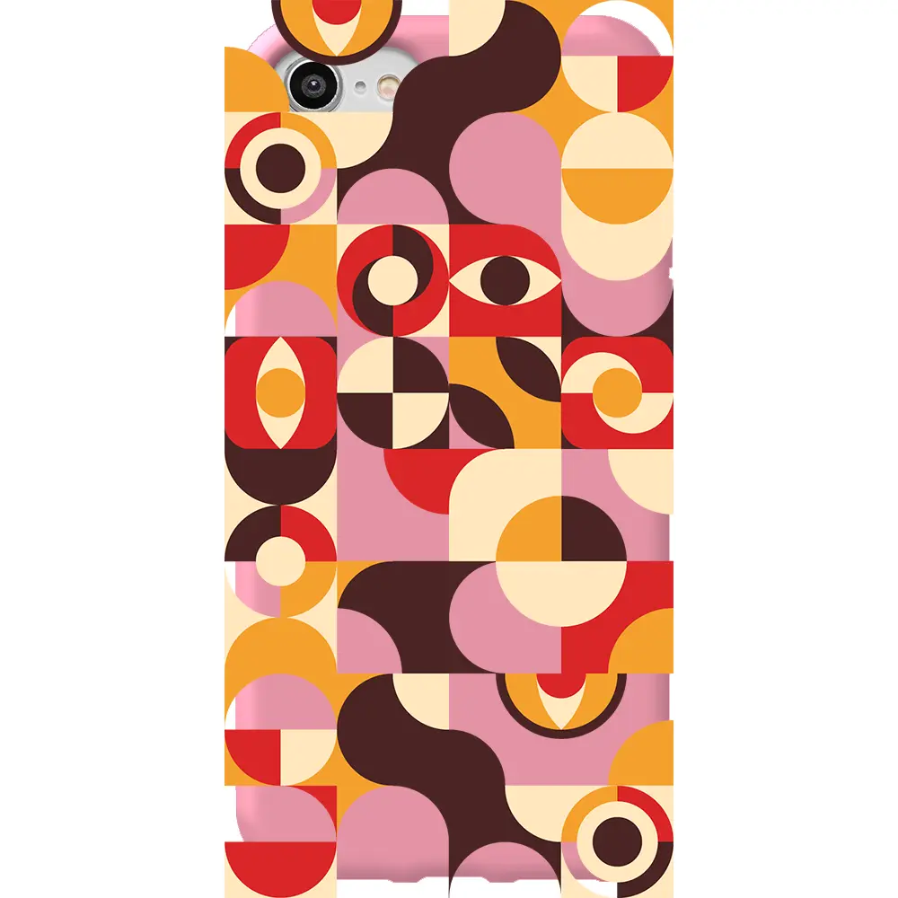 Apple iPhone SE 2020 Pembe Renkli Silikon Telefon Kılıfı - Abstract Desen 4