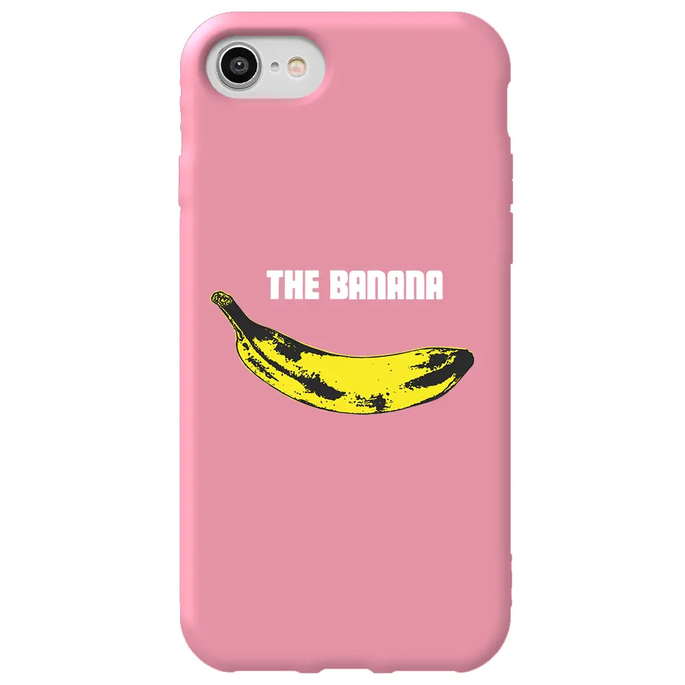 Apple iPhone SE 2020 Pembe Renkli Silikon Telefon Kılıfı - Andy Warhol Banana