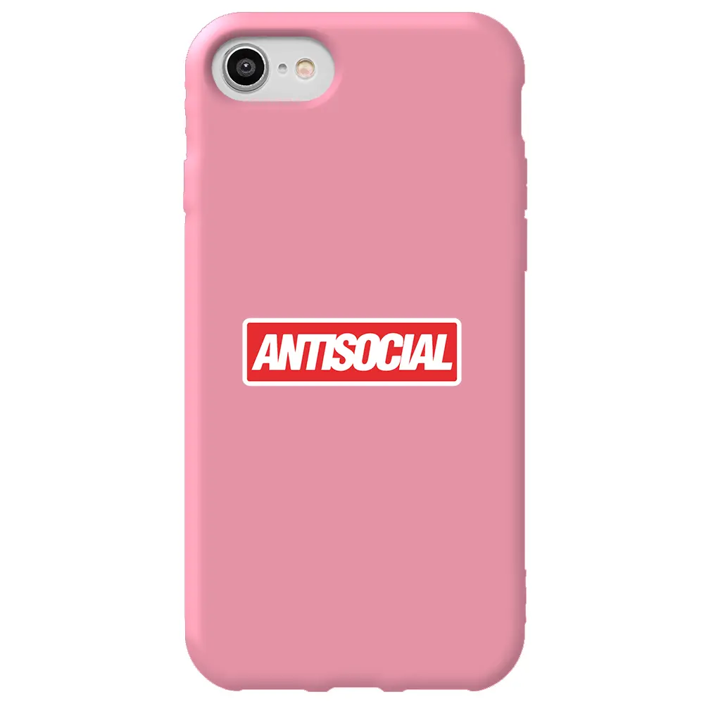 Apple iPhone SE 2020 Pembe Renkli Silikon Telefon Kılıfı - Anti Sosyal