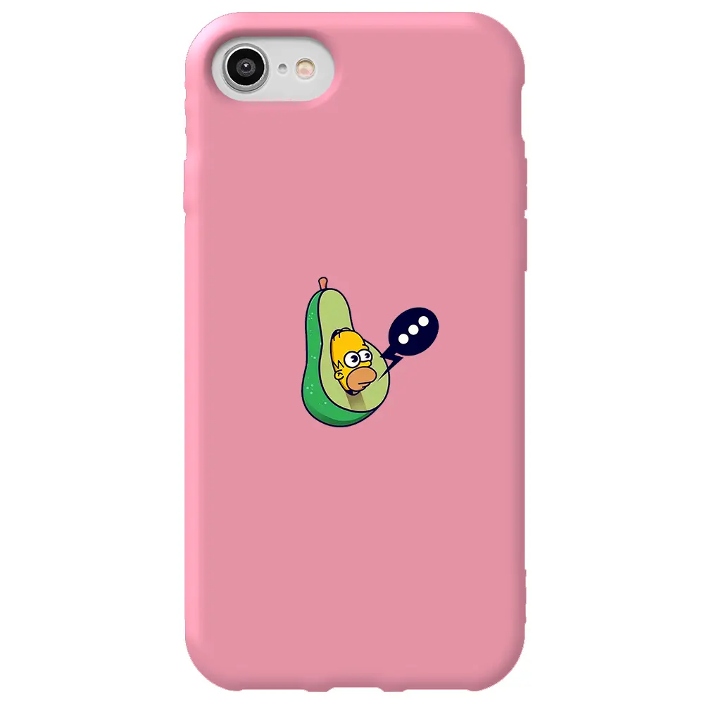 Apple iPhone SE 2020 Pembe Renkli Silikon Telefon Kılıfı - Avokado Simpson