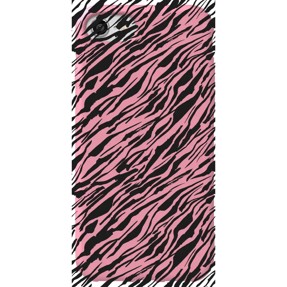 Apple iPhone SE 2020 Pembe Renkli Silikon Telefon Kılıfı - Capraz Zebra Siyah