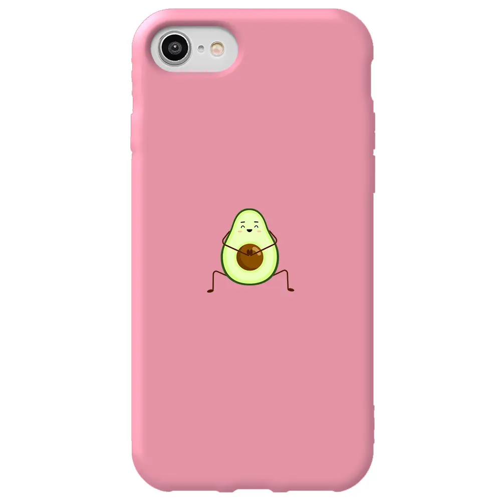 Apple iPhone SE 2020 Pembe Renkli Silikon Telefon Kılıfı - Cute Avokado
