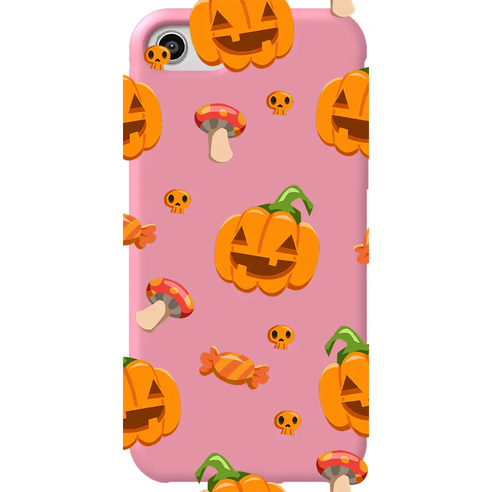 Apple iPhone SE 2020 Pembe Renkli Silikon Telefon Kılıfı - Deadly Pumpkin