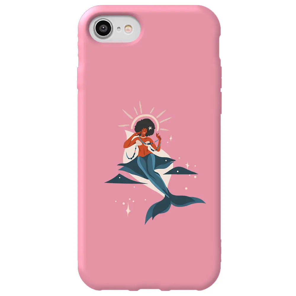Apple iPhone SE 2020 Pembe Renkli Silikon Telefon Kılıfı - Deniz Kızı