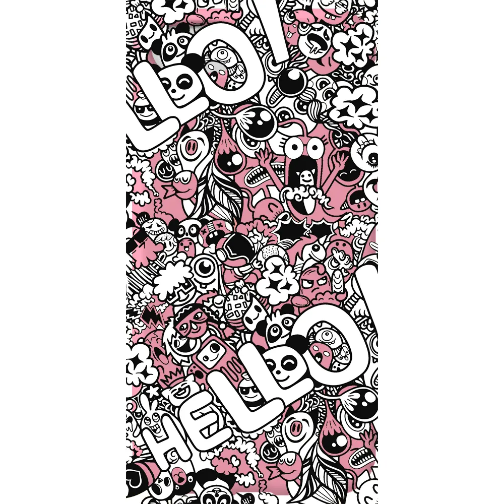 Apple iPhone SE 2020 Pembe Renkli Silikon Telefon Kılıfı - Doodle Hello