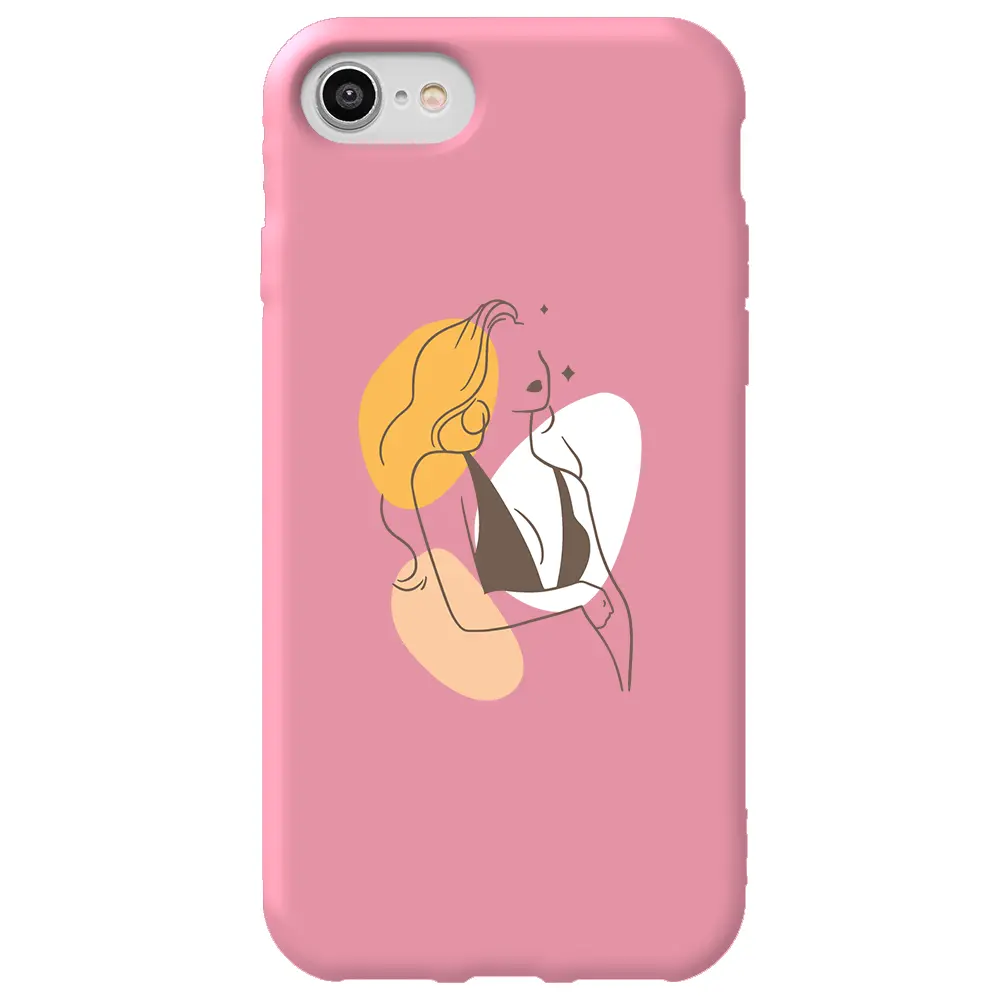 Apple iPhone SE 2020 Pembe Renkli Silikon Telefon Kılıfı - Dream Girl