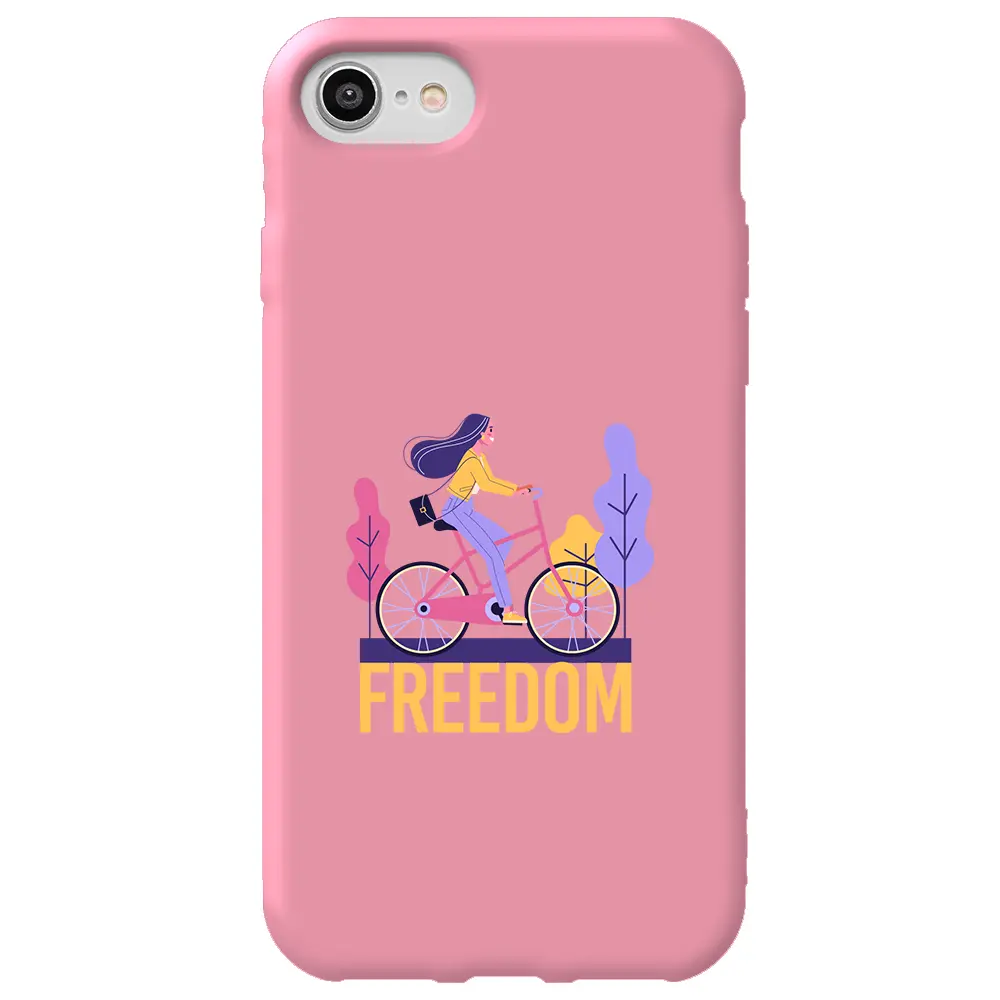 Apple iPhone SE 2020 Pembe Renkli Silikon Telefon Kılıfı - Freedom