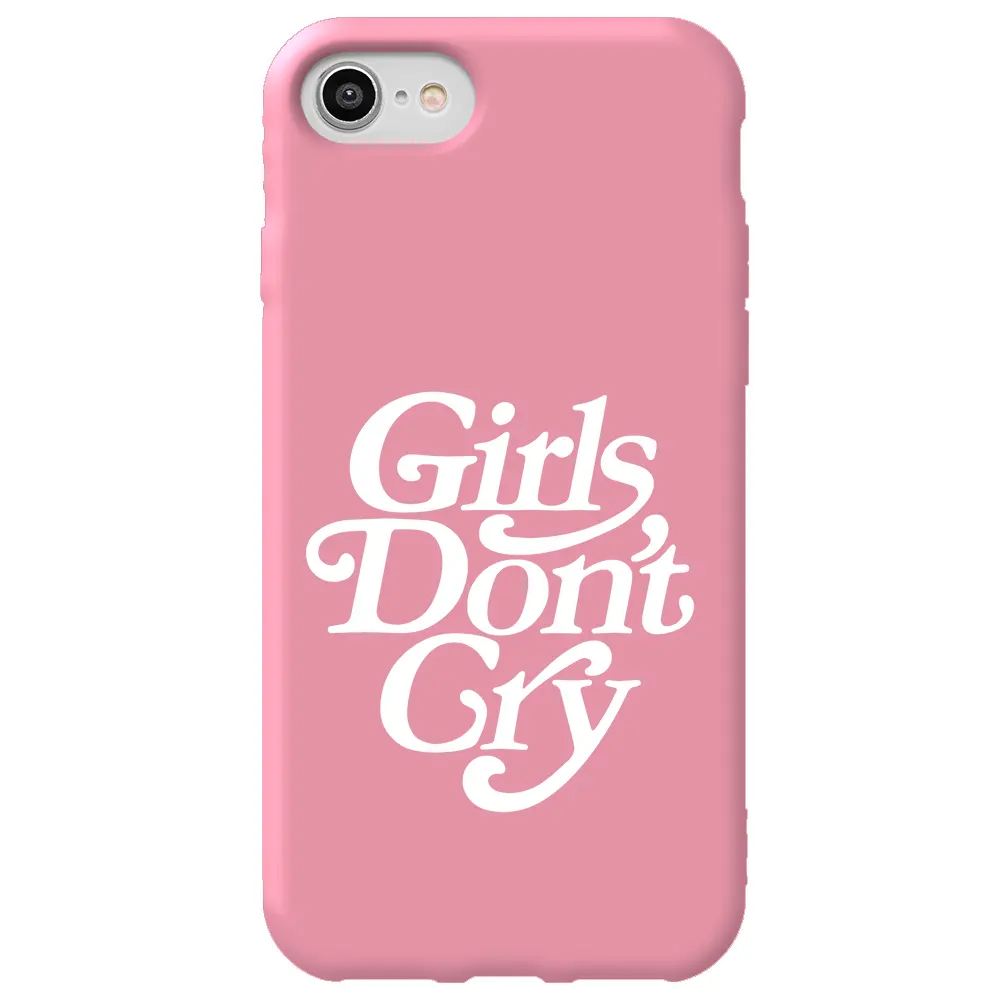 Apple iPhone SE 2020 Pembe Renkli Silikon Telefon Kılıfı - Girls Don't Cry