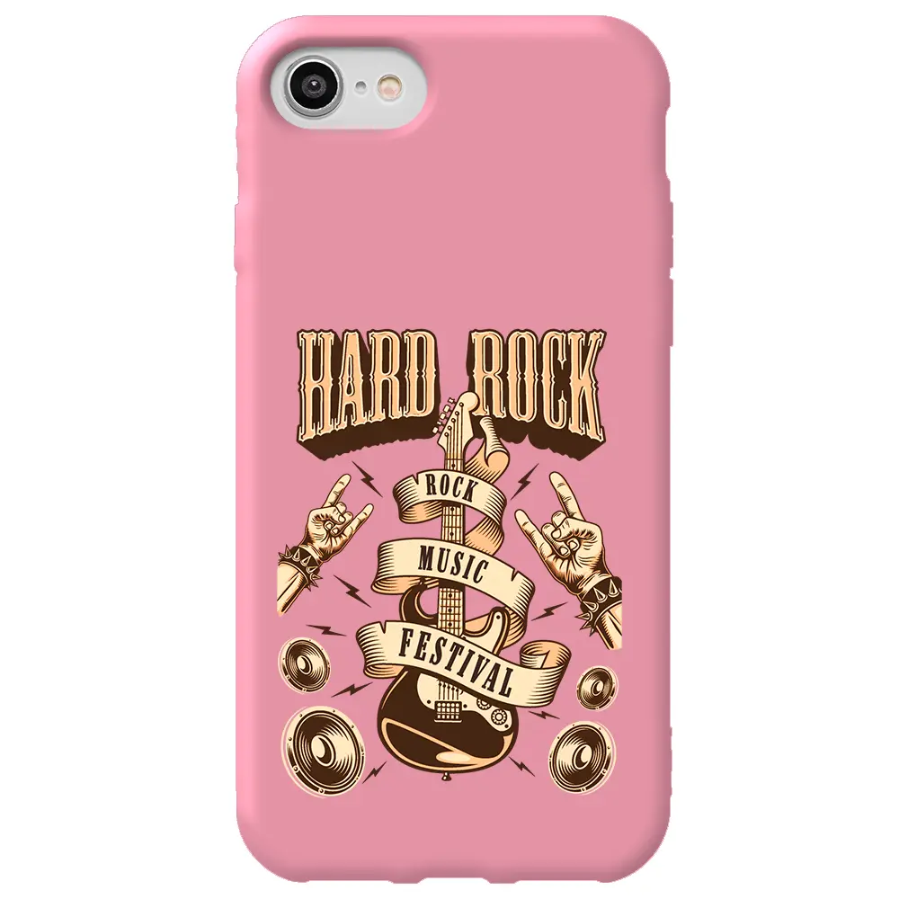 Apple iPhone SE 2020 Pembe Renkli Silikon Telefon Kılıfı - Hard Rock