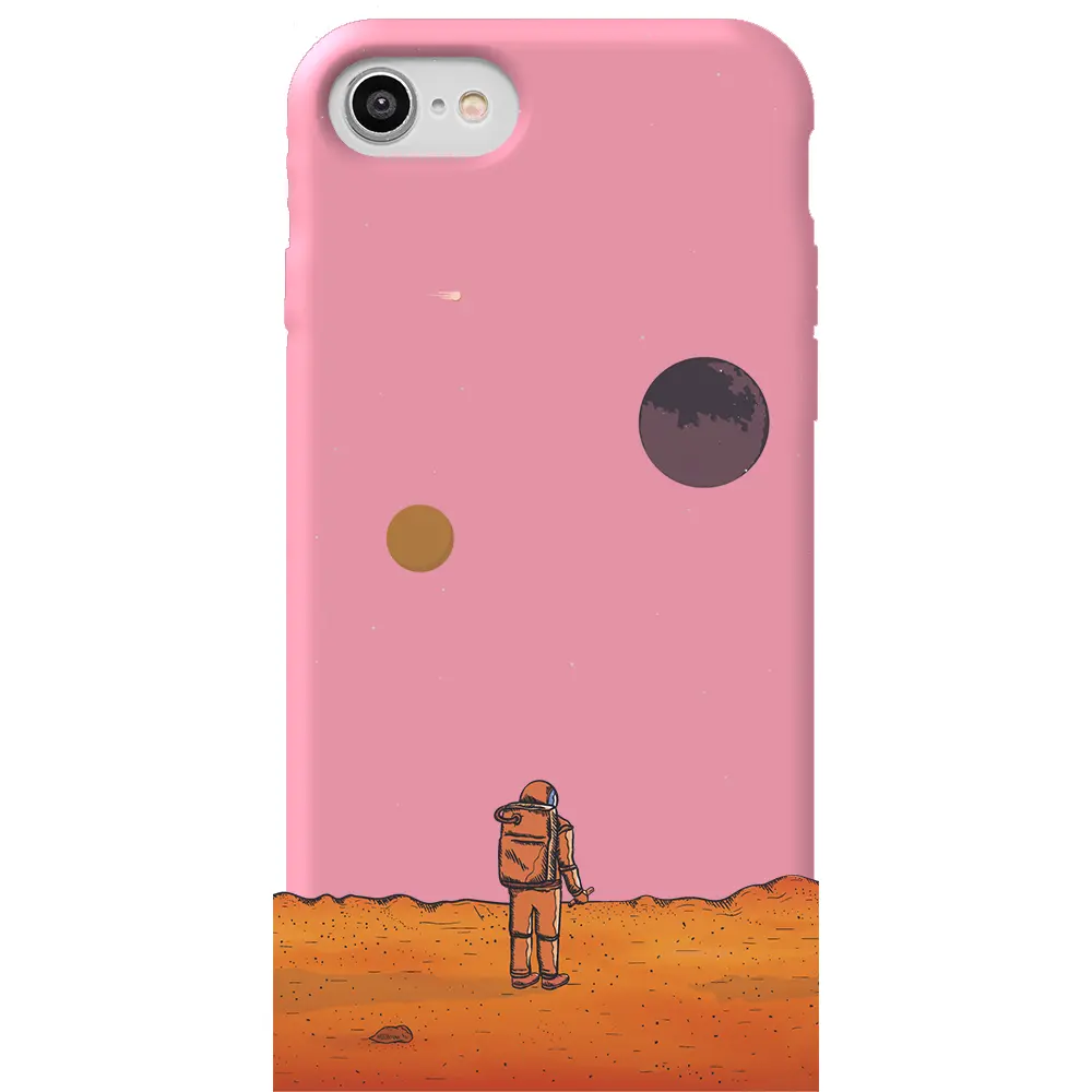 Apple iPhone SE 2020 Pembe Renkli Silikon Telefon Kılıfı - Mars