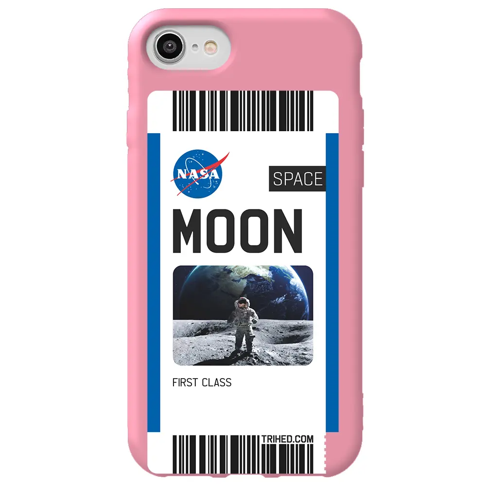 Apple iPhone SE 2020 Pembe Renkli Silikon Telefon Kılıfı - Moon Bileti