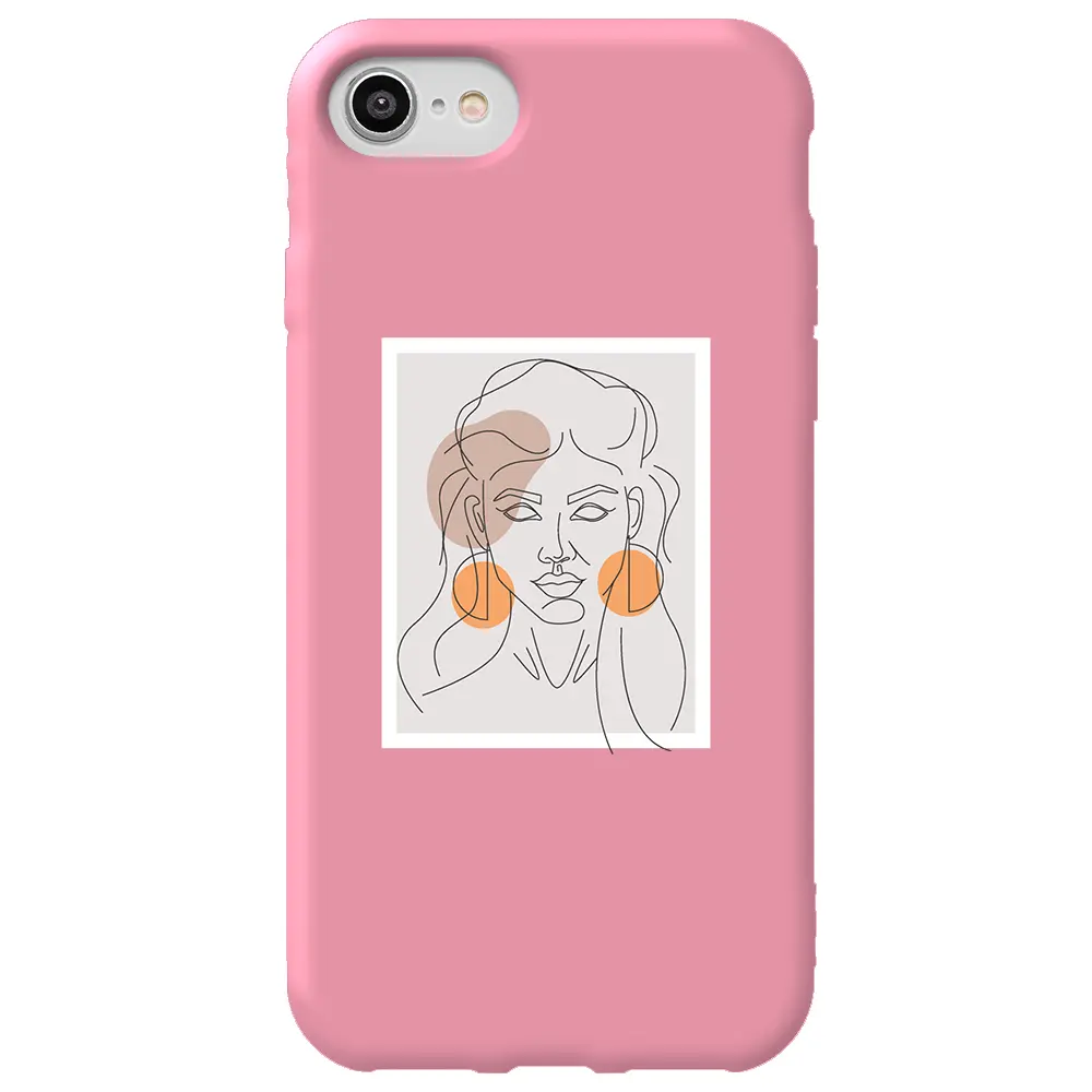 Apple iPhone SE 2020 Pembe Renkli Silikon Telefon Kılıfı - Orange Earrings