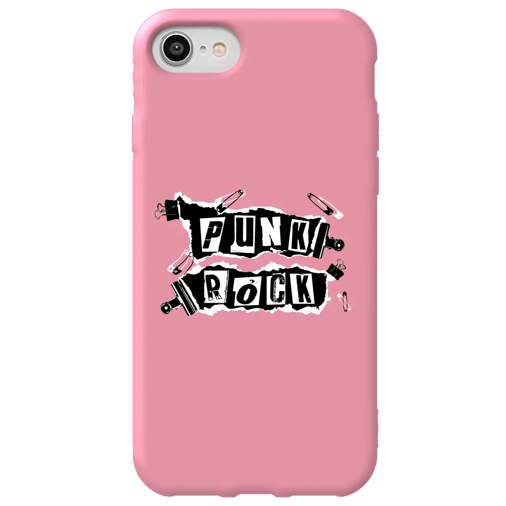 Apple iPhone SE 2020 Pembe Renkli Silikon Telefon Kılıfı - Punk Rock