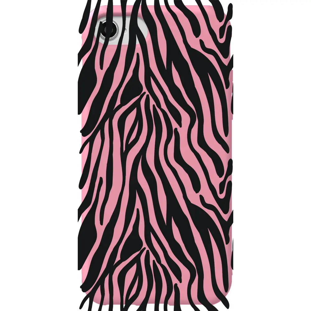 Apple iPhone SE 2020 Pembe Renkli Silikon Telefon Kılıfı - Siyah Zebra Desenleri