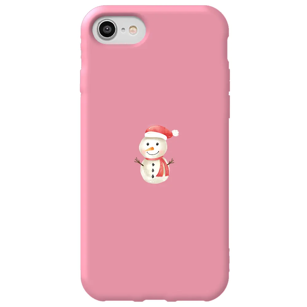 Apple iPhone SE 2020 Pembe Renkli Silikon Telefon Kılıfı - Snowman