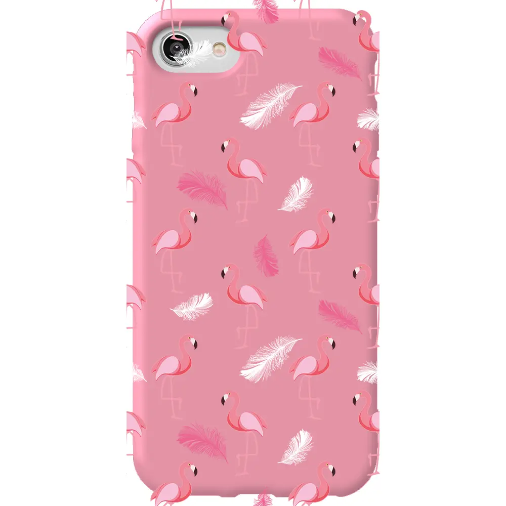 Apple iPhone SE 2020 Pembe Renkli Silikon Telefon Kılıfı - Tuy ve Flamingo