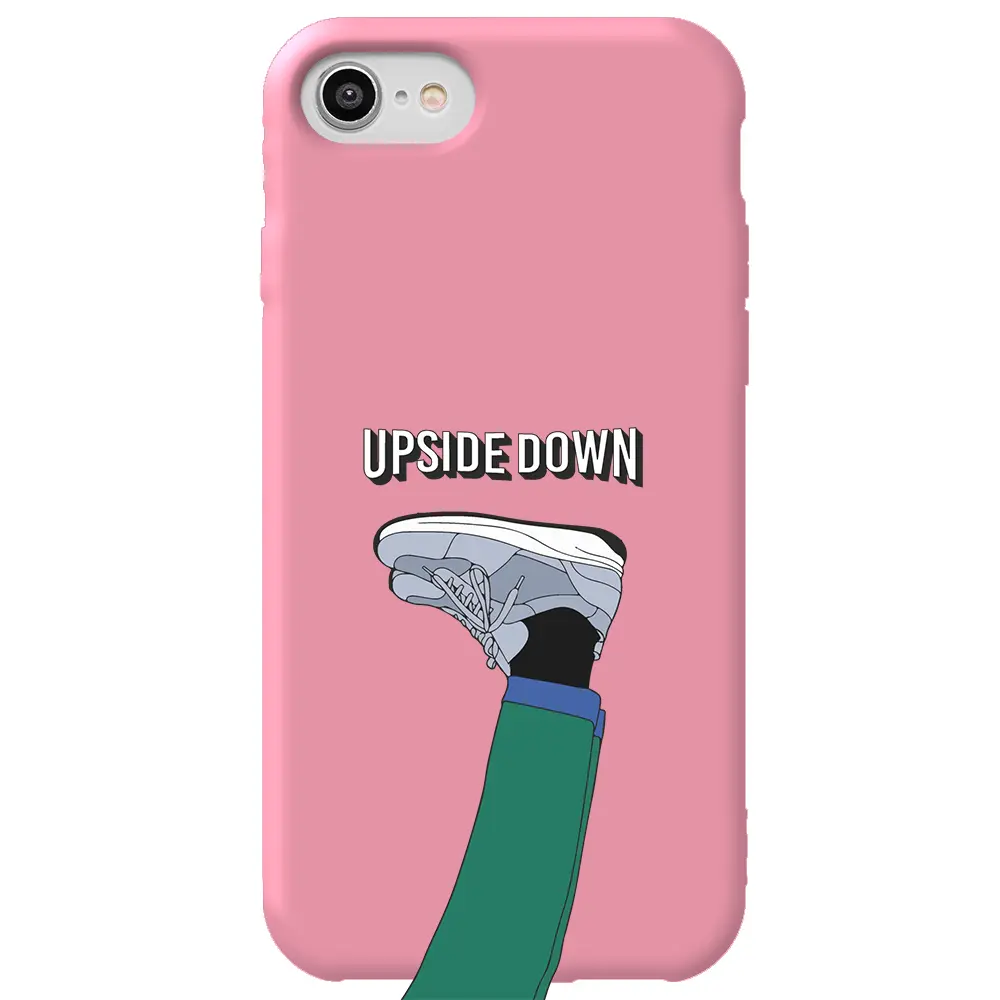 Apple iPhone SE 2020 Pembe Renkli Silikon Telefon Kılıfı - Upside Down