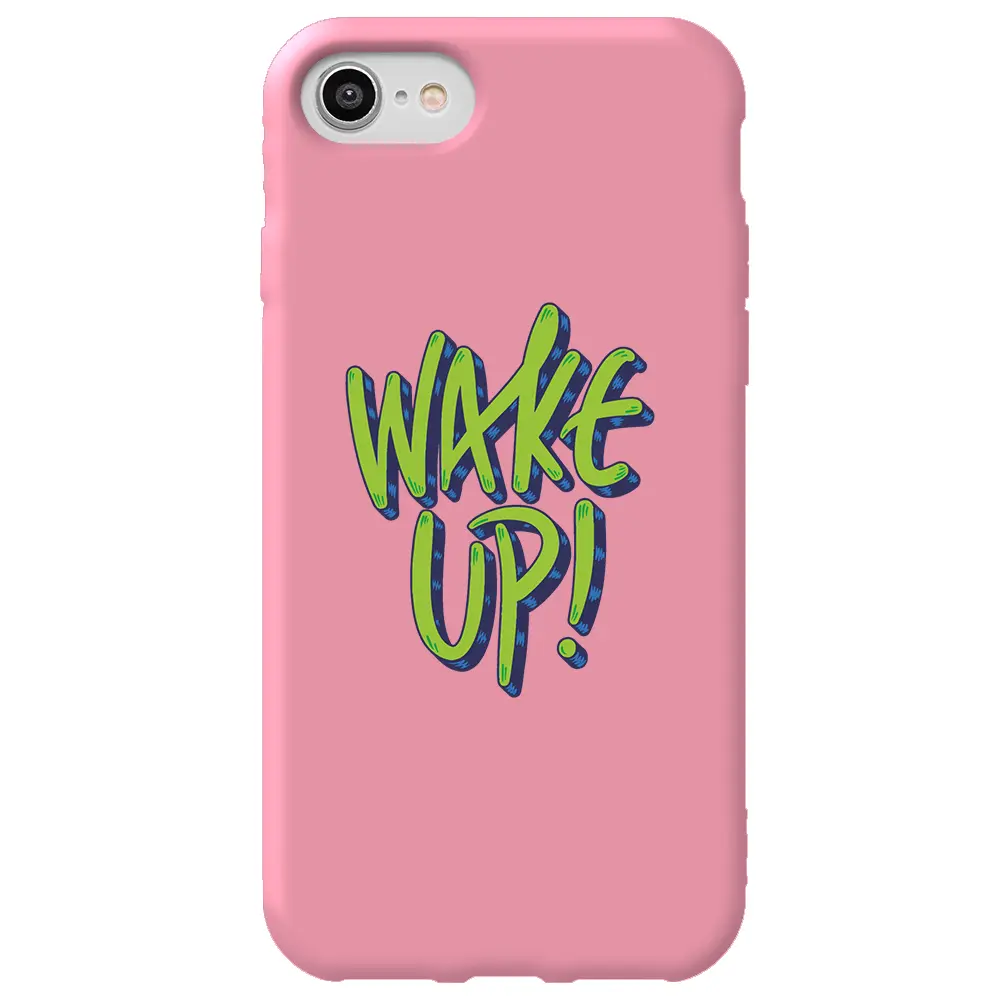 Apple iPhone SE 2020 Pembe Renkli Silikon Telefon Kılıfı - Wake Up