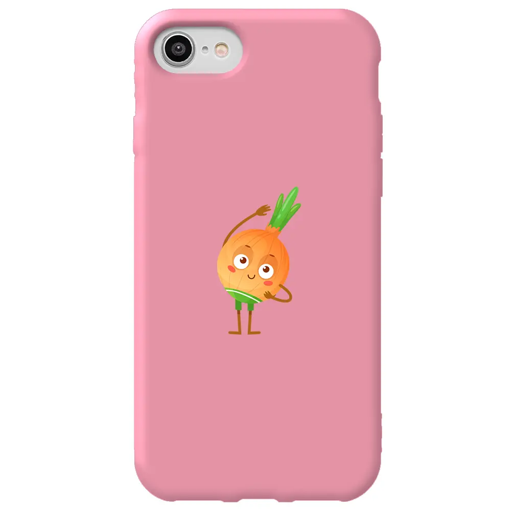 Apple iPhone SE 2020 Pembe Renkli Silikon Telefon Kılıfı - Warming Onion