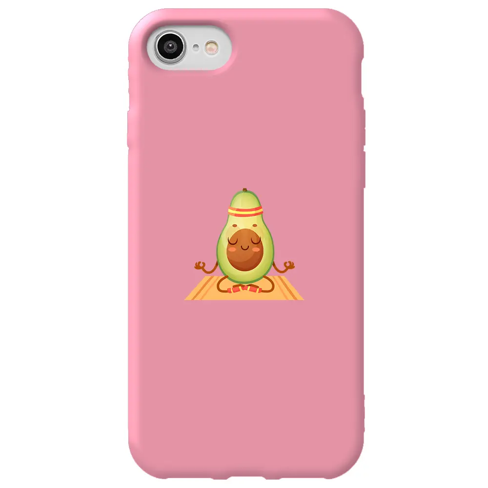Apple iPhone SE 2020 Pembe Renkli Silikon Telefon Kılıfı - Yogacado Avokado