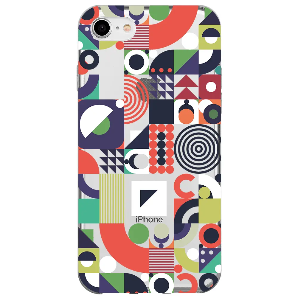 Apple iPhone SE 2020 Şeffaf Telefon Kılıfı - Abstract Desen 7