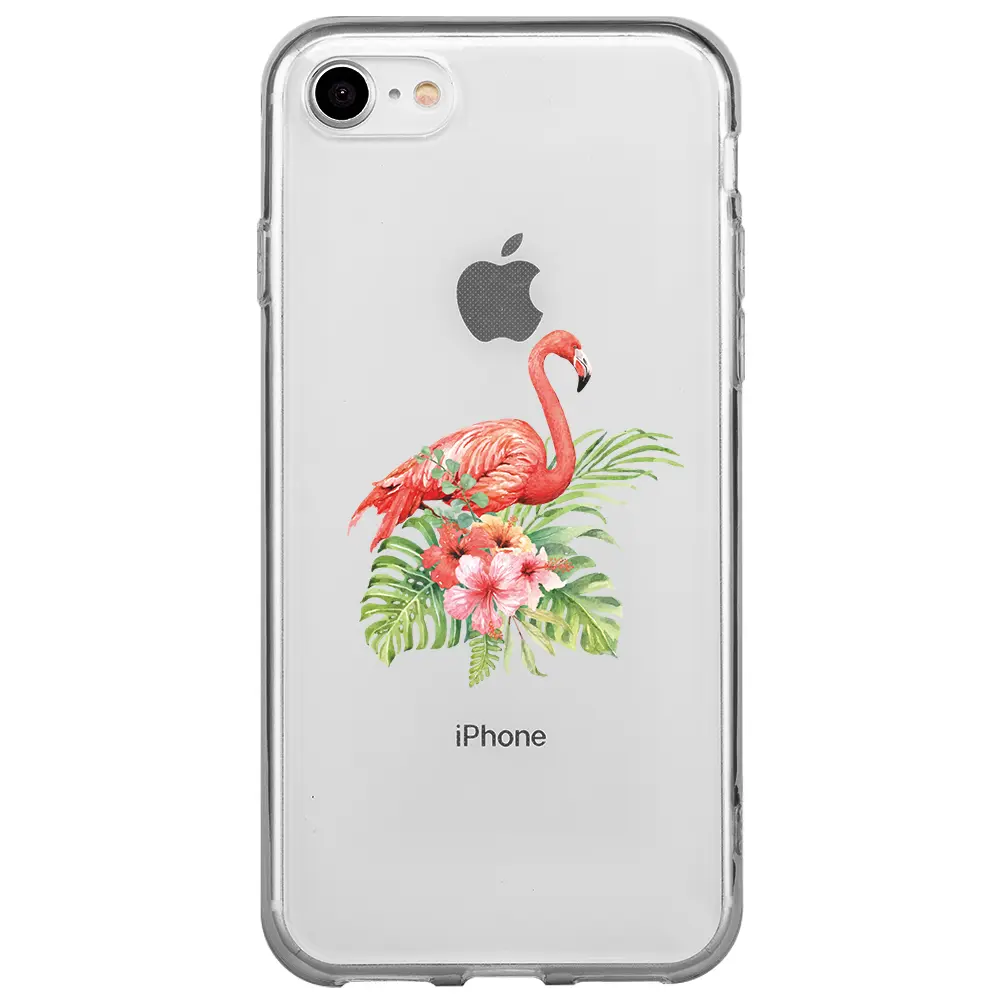 Apple iPhone SE 2020 Şeffaf Telefon Kılıfı - Flamingo
