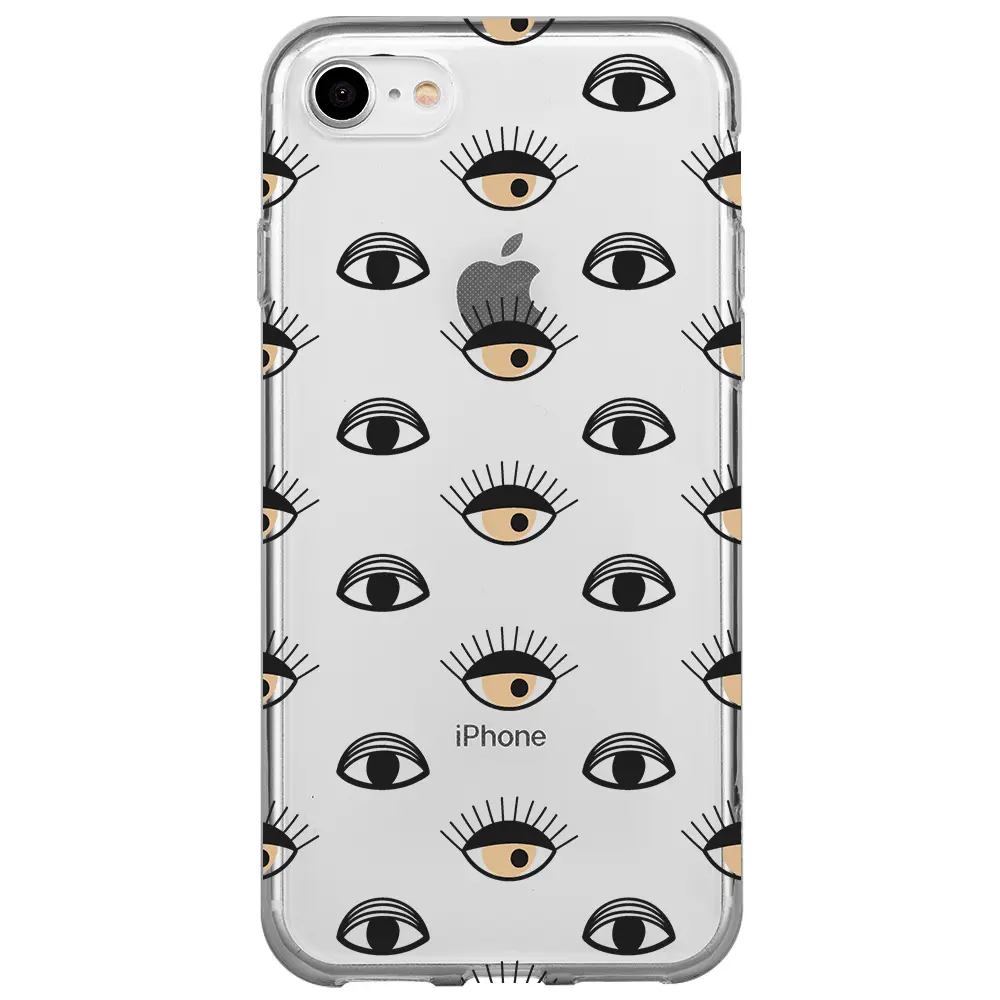 Apple iPhone SE 2020 Şeffaf Telefon Kılıfı - Krema Göz