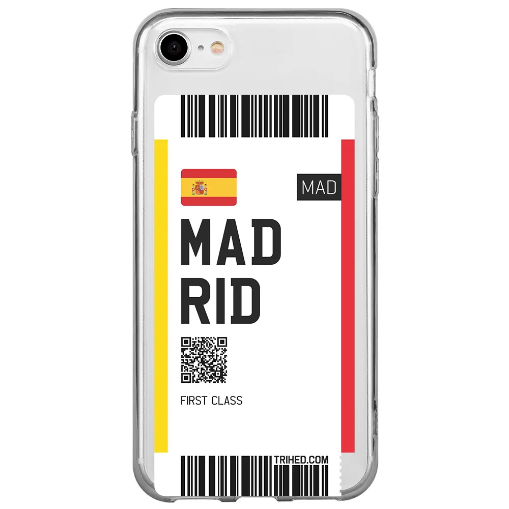 Apple iPhone SE 2020 Şeffaf Telefon Kılıfı - Madrid Bileti