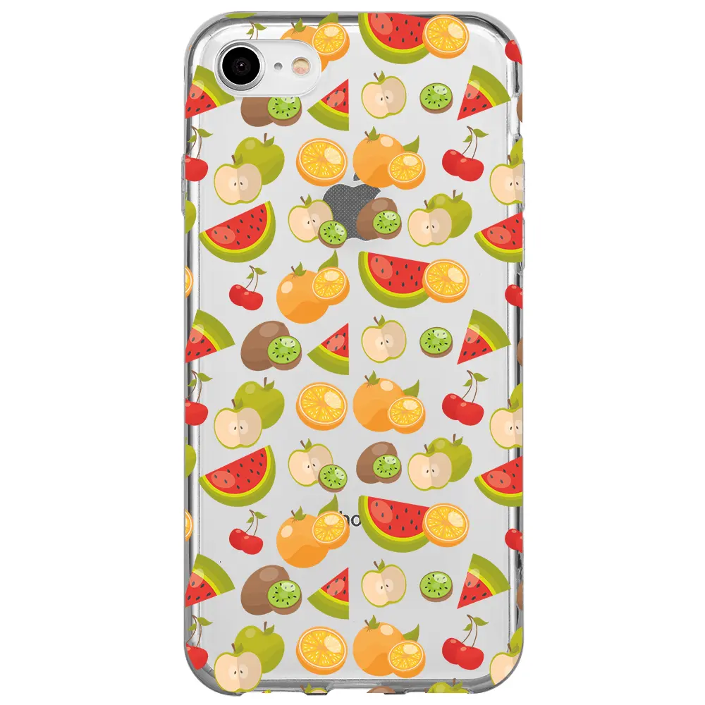 Apple iPhone SE 2020 Şeffaf Telefon Kılıfı - Meyve Bahcesi