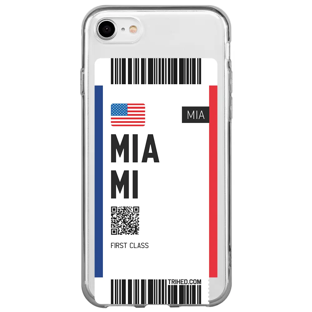 Apple iPhone SE 2020 Şeffaf Telefon Kılıfı - Miami Bileti