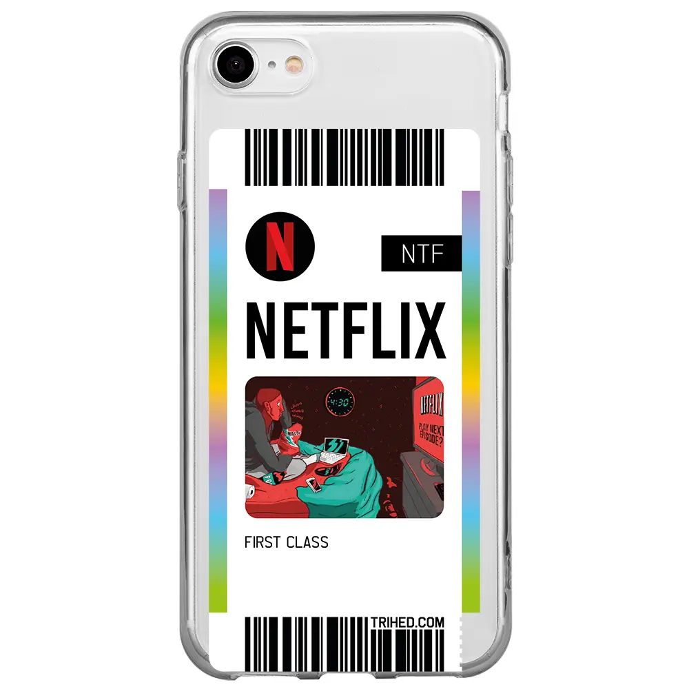 Apple iPhone SE 2020 Şeffaf Telefon Kılıfı - Netflix Bileti