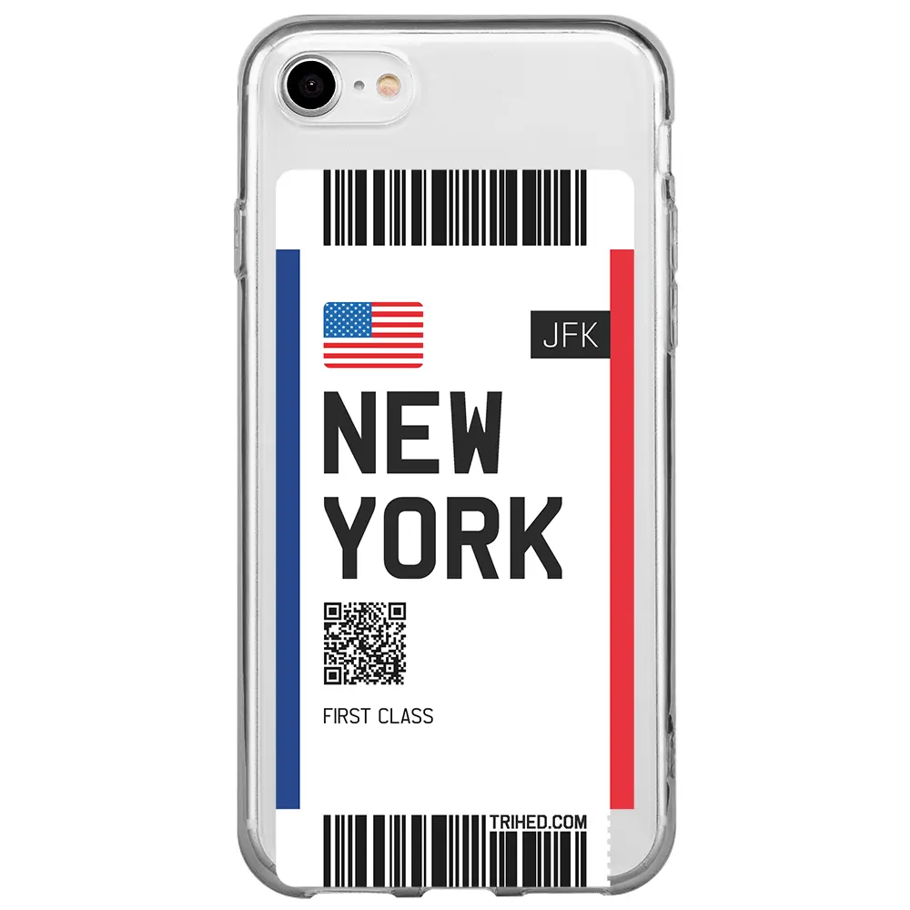 Apple iPhone SE 2020 Şeffaf Telefon Kılıfı - New York Bileti