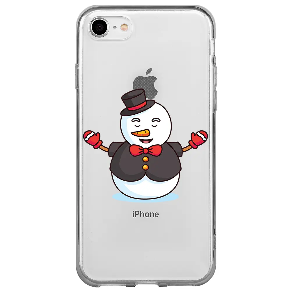Apple iPhone SE 2020 Şeffaf Telefon Kılıfı - Snowman in Suit