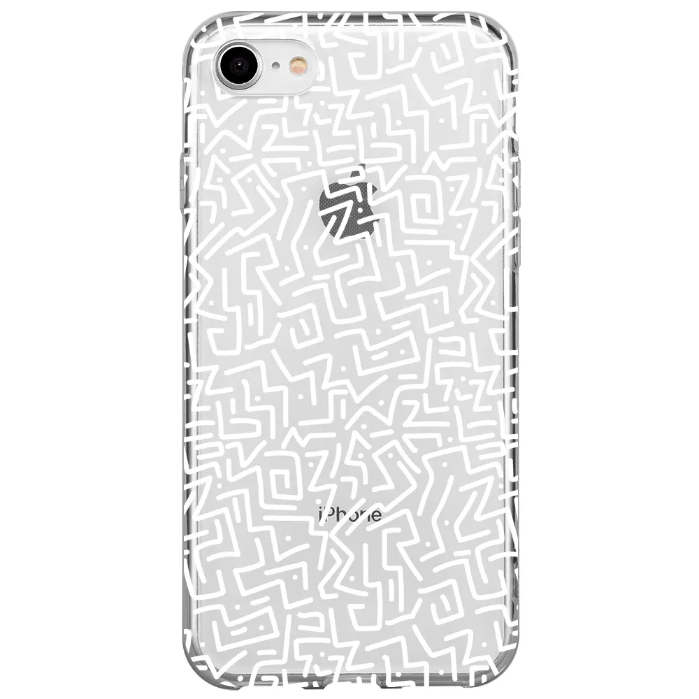 Apple iPhone SE 2020 Şeffaf Telefon Kılıfı - Sweet Doodle White