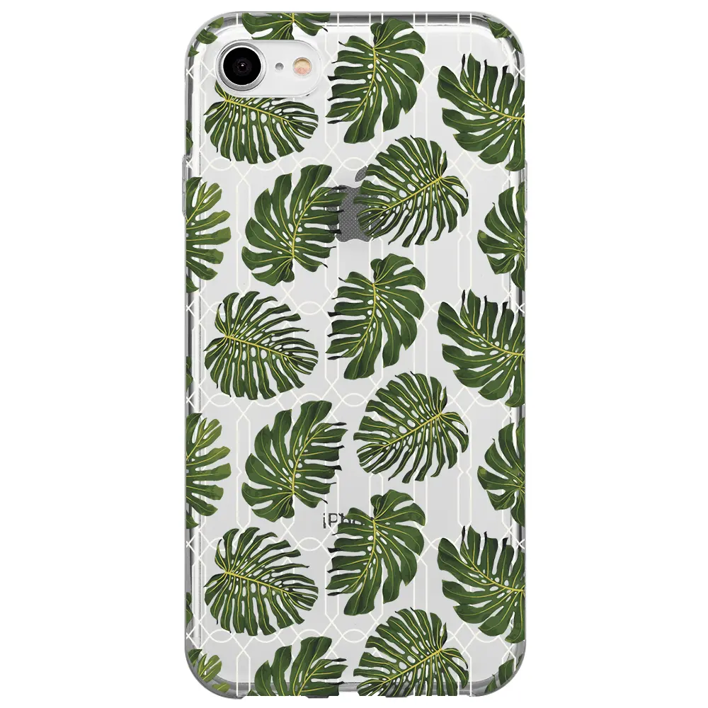 Apple iPhone SE 2020 Şeffaf Telefon Kılıfı - Tropik Leaf