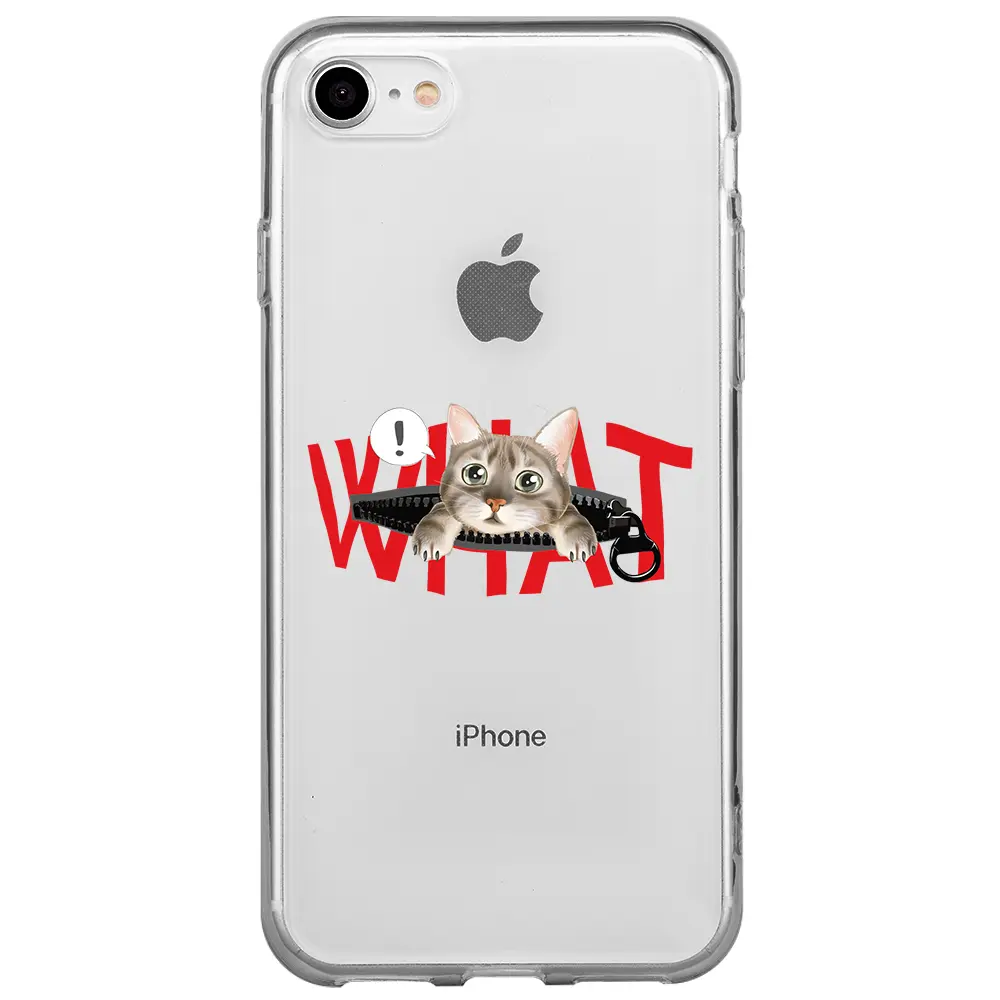 Apple iPhone SE 2020 Şeffaf Telefon Kılıfı - What! Kedi