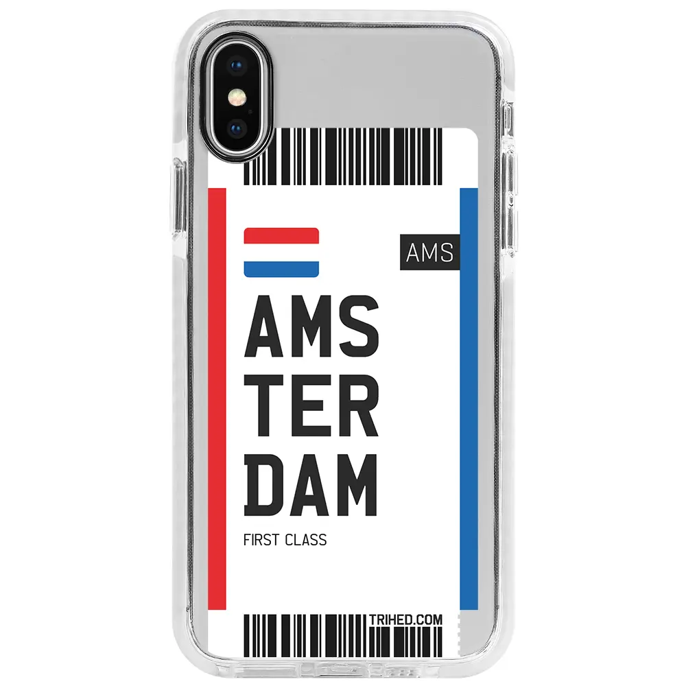 Apple iPhone X Beyaz Impact Premium Telefon Kılıfı - Amsterdam Bileti